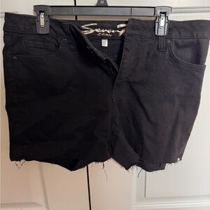 Seven7 Black Cutoff Denim Shorts with Frayed Hem